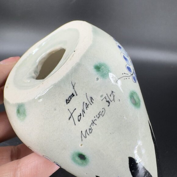 VTG Tonala Mexico Folk Art Pottery Chicken Rooster Hand Painted Figurine Signed - Picture 5 of 13